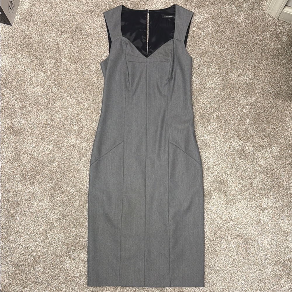 Express Design Studio Gray Sleeveless V-Neck Sheath Dress